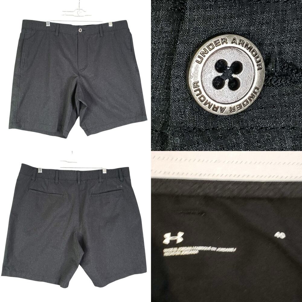 Under Armour UA Golf Shorts Men's Size 40 Solid Dark Gray Flat Front Performance